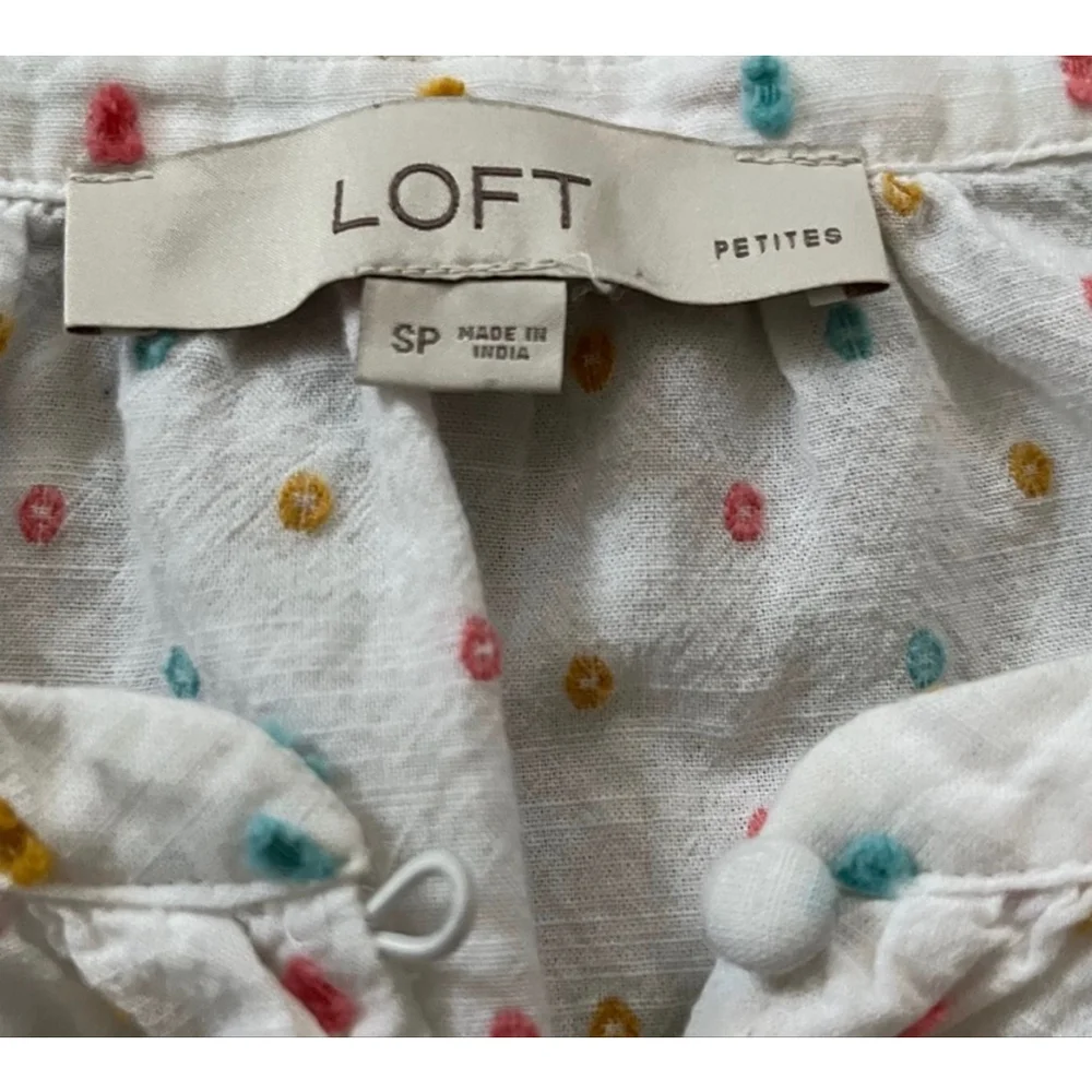 Loft clip dot puff sleeve shirt small petite